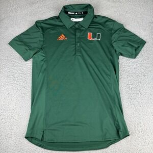 Miami Hurricanes Polo Shirt Mens S NCAA Football Adidas Player ID Team Issued